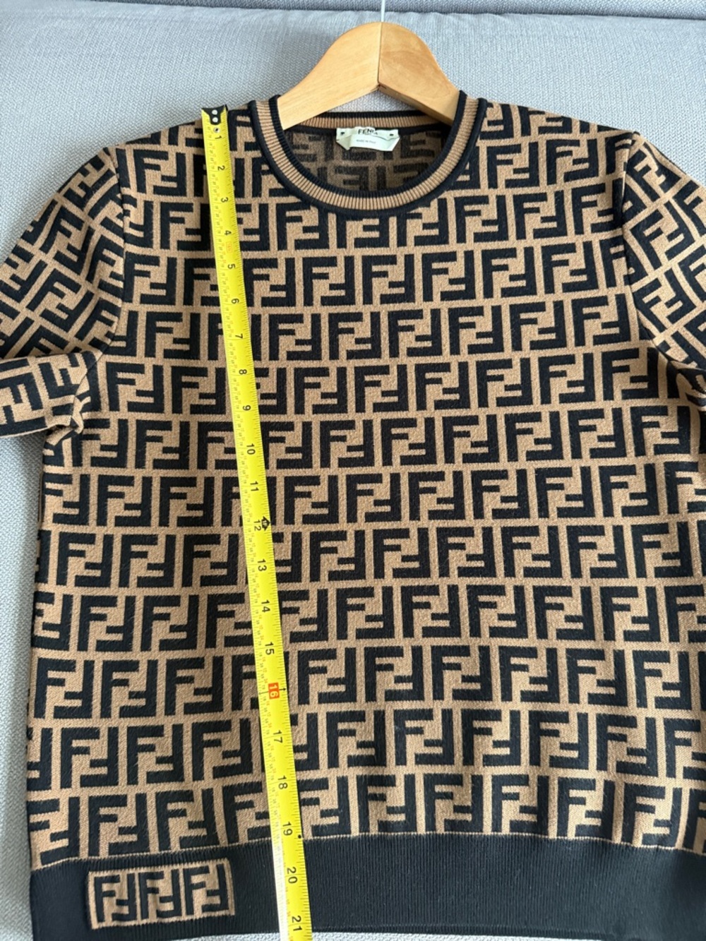 FENDI Sweater Fabric FF Motif Sweater Short Sleeve Size 44 - Picture 7 of 14